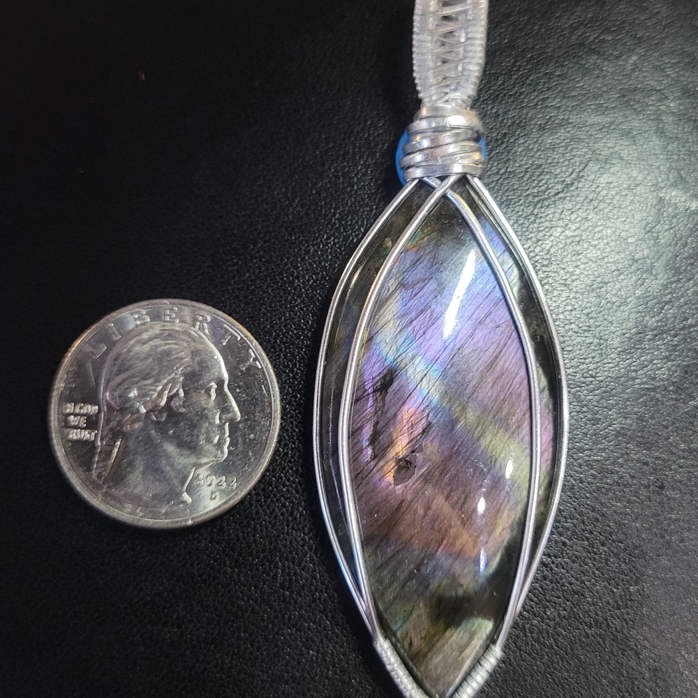 Silver and Iridescent Pendant Necklace